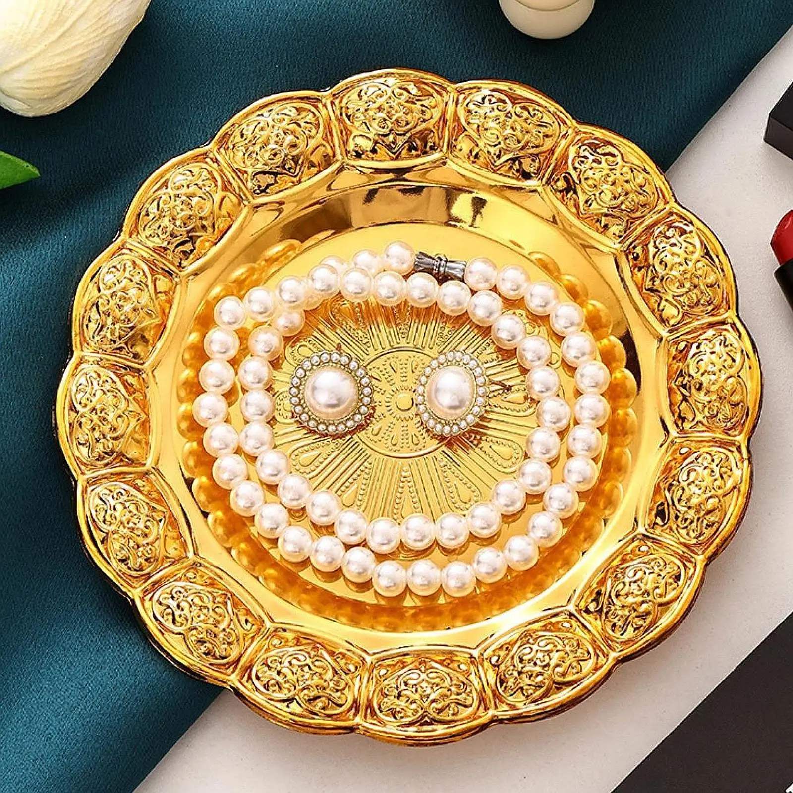 Serving Tray Candle Holder Tray Table Centerpiece Necklace Tray Jewelry Storage Tray for Cupcake Earrings Dessert Makeup