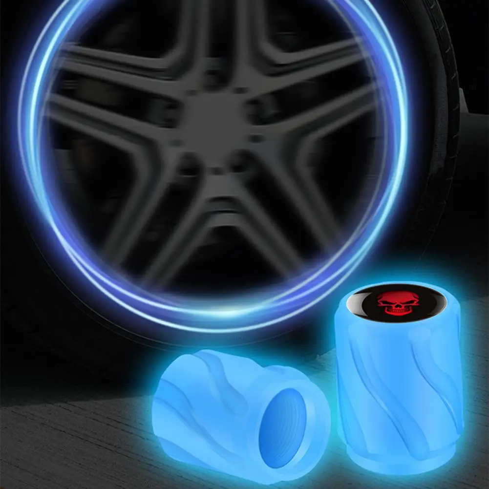 12Pcs Fluorescent Tire Valve Caps Luminous LED Car Tire Valve Stem Caps Rainproof Valve Stem Cover Car Exterior Accessories