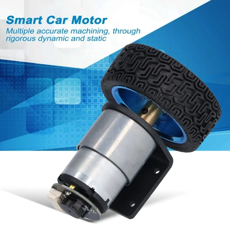 Encoder Motor Set Kit 6mm Shaft With Mounting Bracket For Smart Car Robot DIY DC6V JGB37-52035RPM