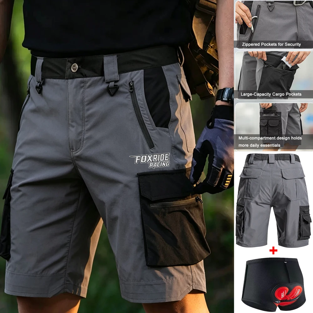 FOXRIDE RACING MTB Cycling Shorts Man Road Riding Mountain Bike Pants Motorbike Shorts Pantalones Cortos Hombre Bicycle Bottoms