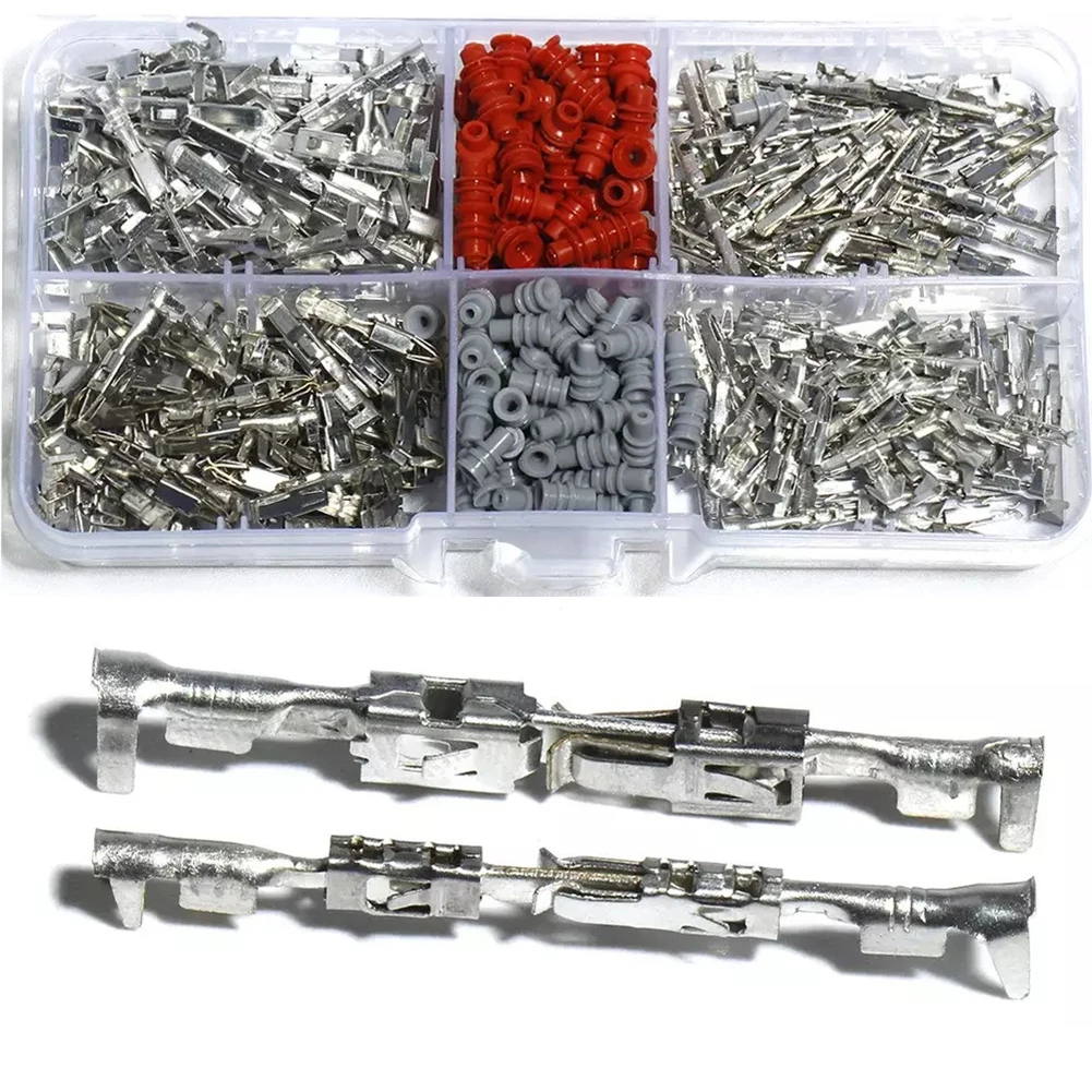 400pcs Automotive Connector 1/1.5/1.8/2.2/2.8/3.5mm Connector Terminal Box Kit Electrical Wire Removal  Male Female Crimp Pins