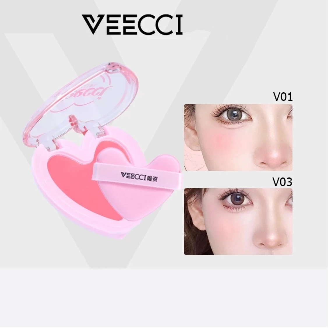 Veecci Blusher Paste Bring Powder Puff 3d Face Multipurpose Nature Blush Three Colors 3.8g Makeup Women Beauty Cosmetics