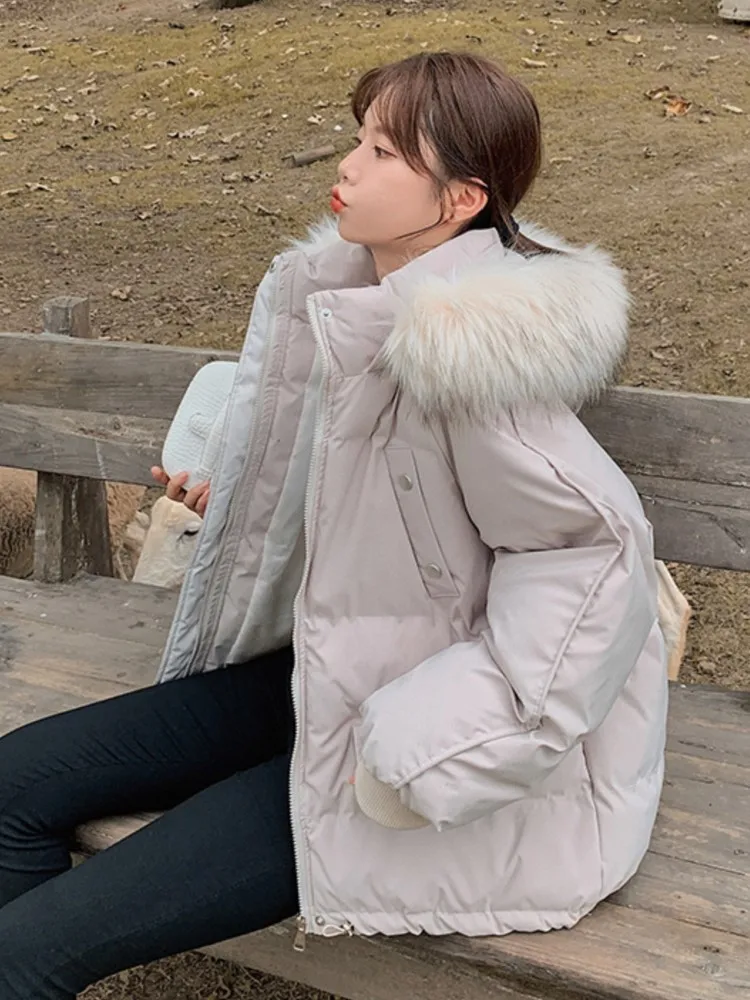 Women's Korean Short Down Coat Autumn Winter Fashion Jackets Thicken Warm Hooded Pocket Parkas Outerwears Female Cold Clothes