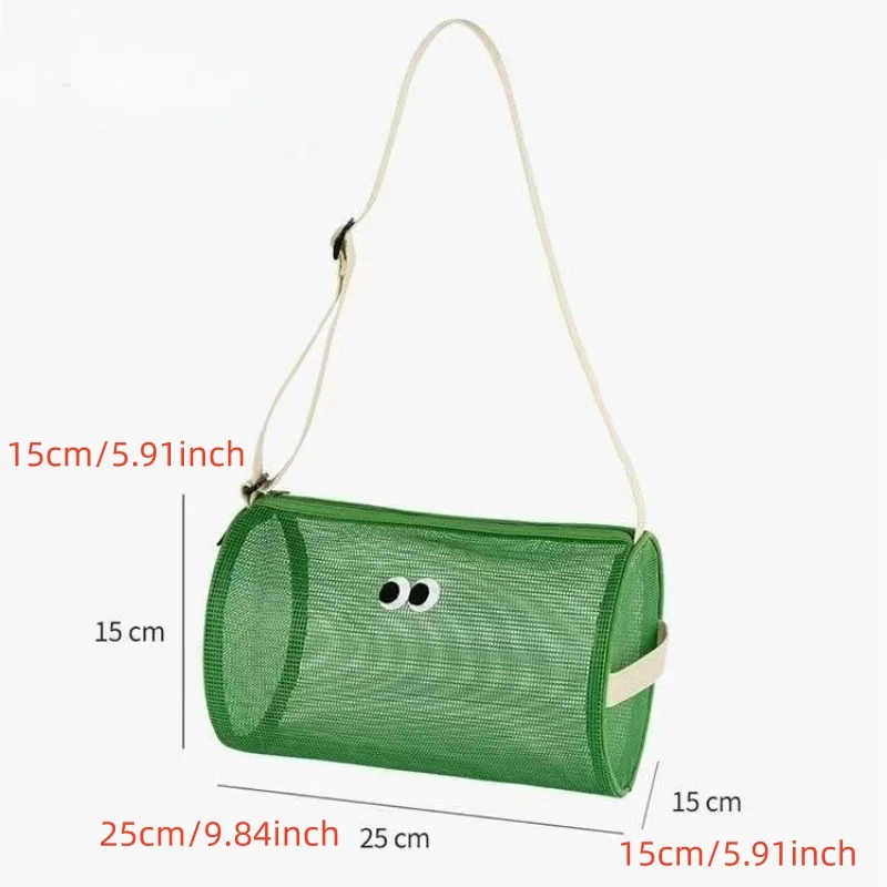 1Pcs Mesh Swimming Bag Cylinder Beach Tote Crossbody Shoulder Strap Bag Portable Pool Gym Shower Toiletry Organizer Travel Pouch