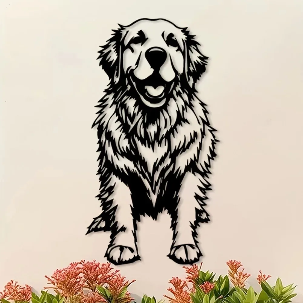 CIFBUY Wrought Iron Metal Wall Art Golden Retriever Rustproof Weatherproof Indoor Outdoor Hanging Decor