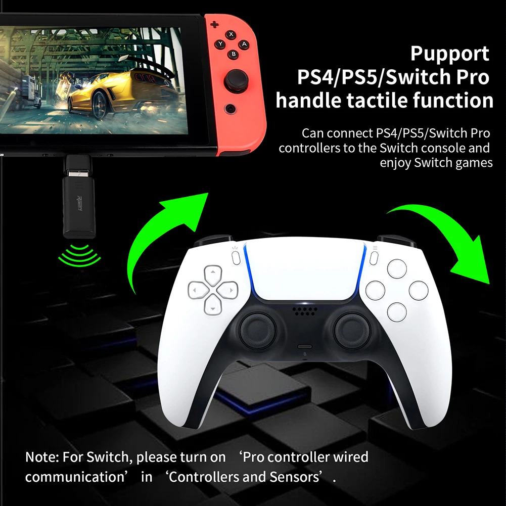 

Controller PC Wireless Adapter USB Receiver Bluetooth-Compatible 5.3 Controller Adapter Wireless Adapter for PS4 PS5 Controller