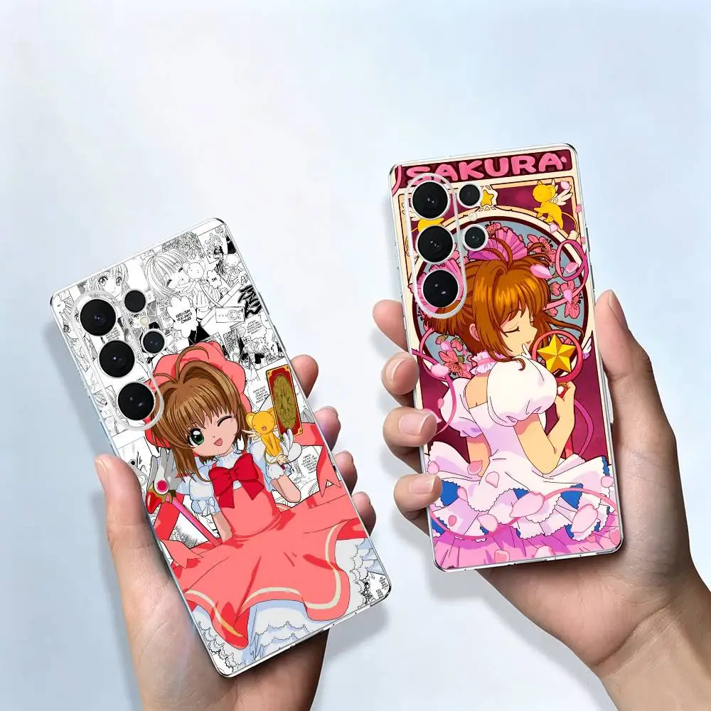 Anime Magical Girl C-Cardcaptor Sakura  Phone Case High Transparent Soft TPU For Samsung S25,24,23,22,21,10,9,Ultra,Plus