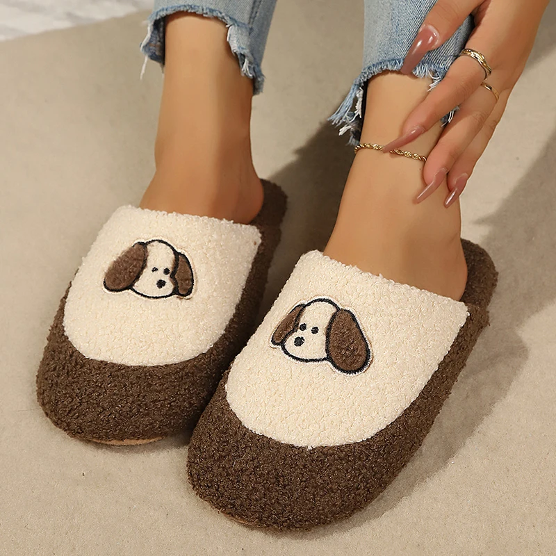 รองเท้าแตะในบ้านลายปักลูกสุนัข - Embroidery Love บทวิจารณ์และราคา