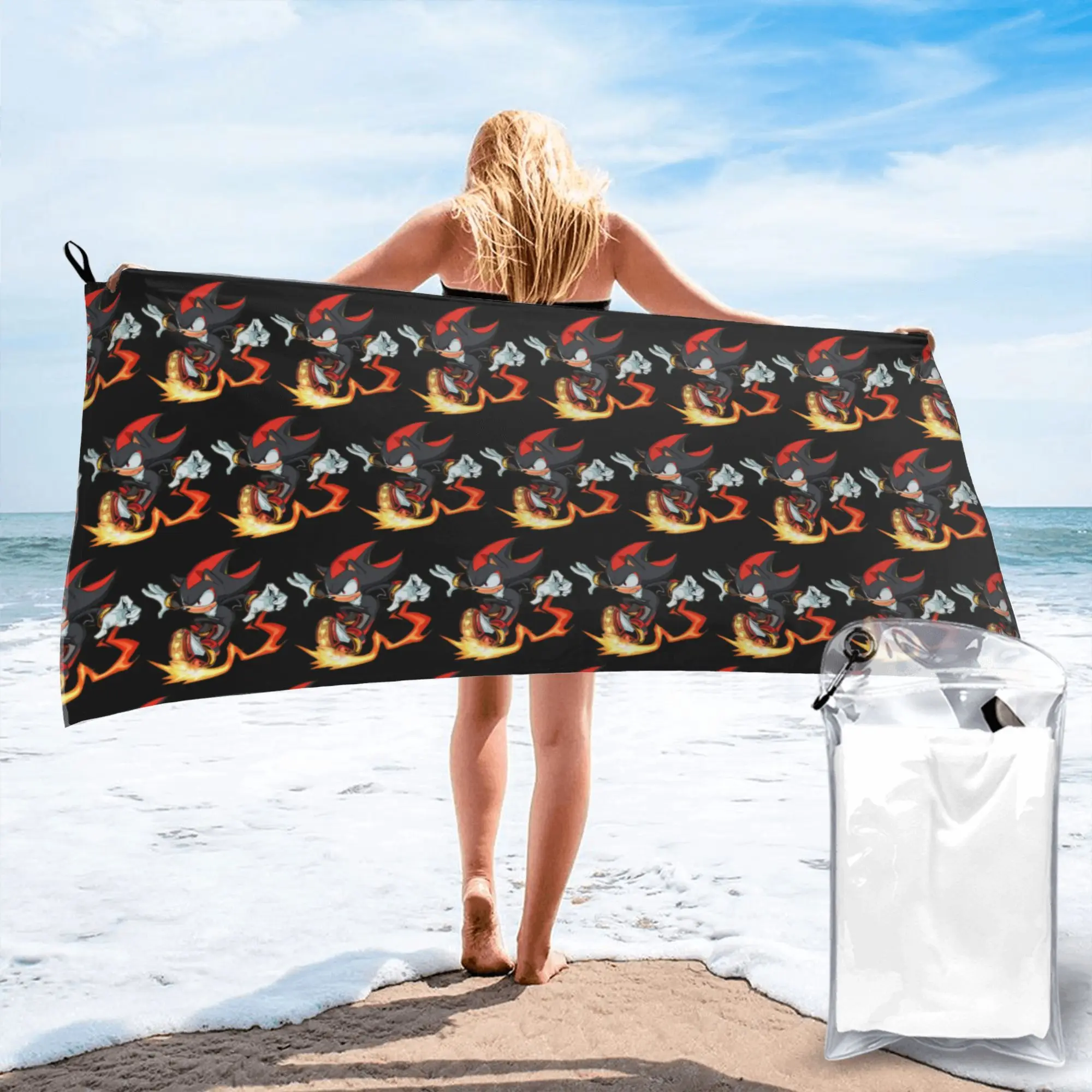 Shadow The Hedgehog fire     Beach Towel Soft Microfiber Quick Dry Absorbent Quick Towels For Mountain Climbing