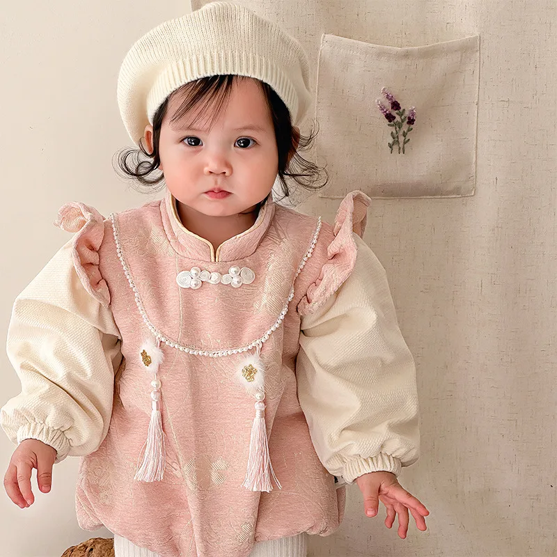 

Baby Winter Bodysuits Chinese Style Child'S First Birthday New Year Costum Newborn Infants Girls Rompers Long Sleeve Jumpsuits