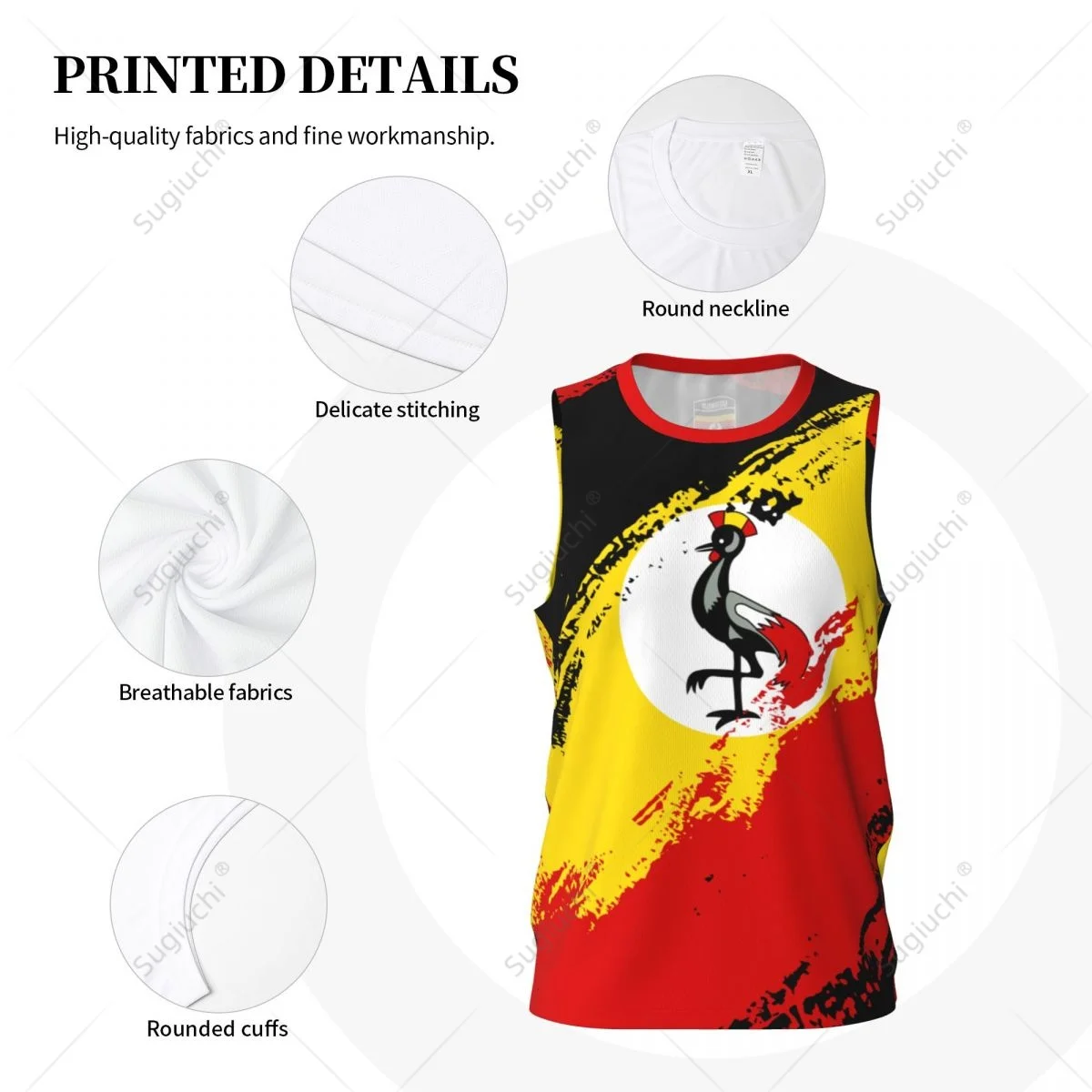 Men Basketball Sports Uganda Flag Running Fitness Multifunction Jersey Sleeveless shirt Custom Name Nunber Exclusive