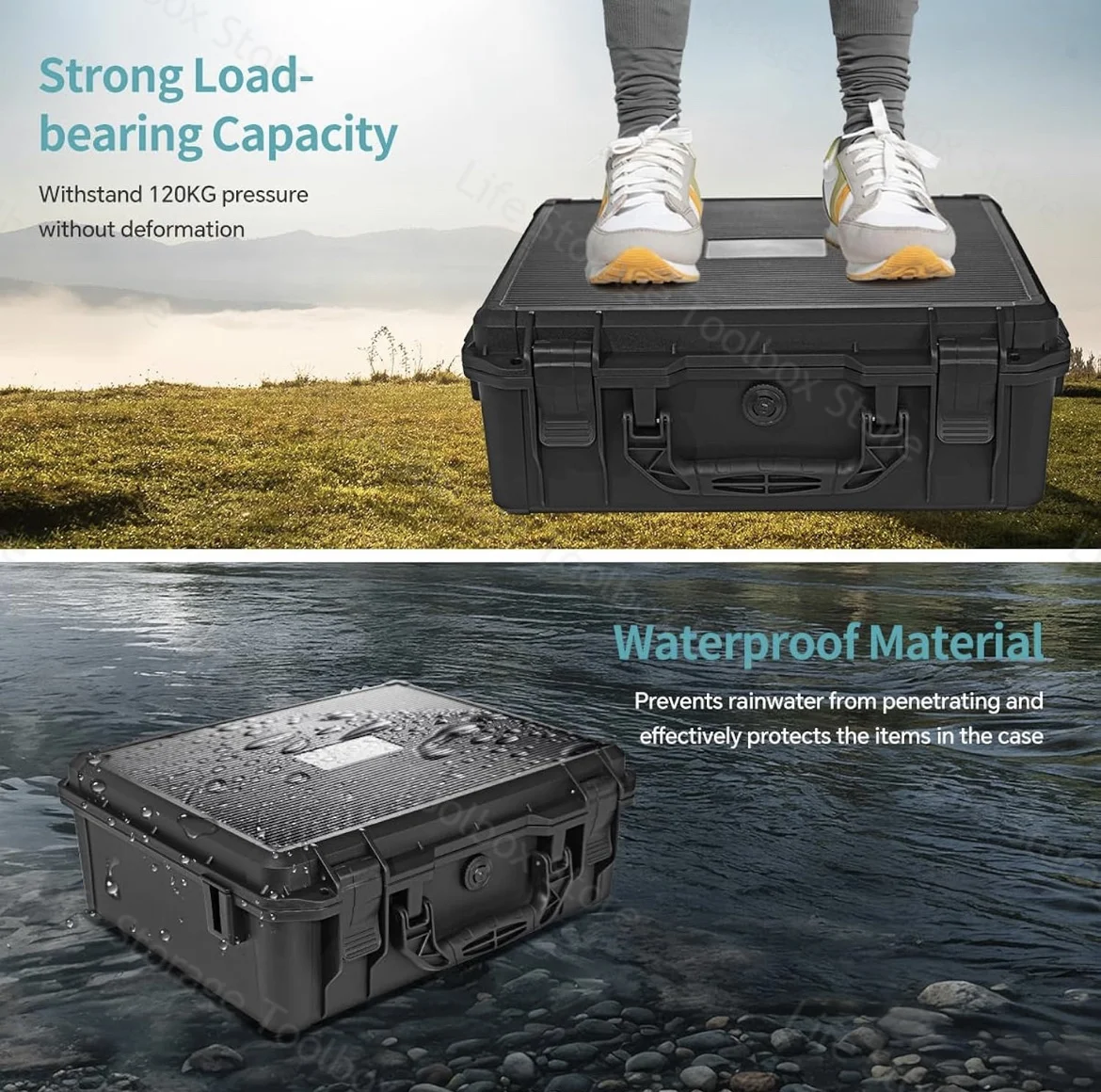 6 Sizes ABS Plastic Tool Case Storage Case Safety Hardware Toolbox Waterproof Hard Case Large Tool Box Protective Pelican Case