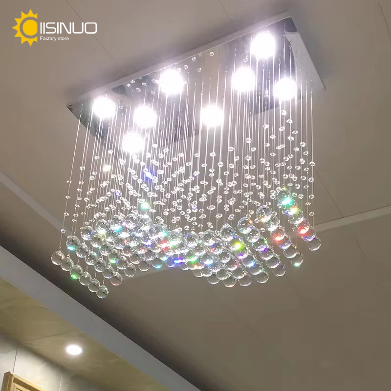 Postmodern Light Luxury Restaurant Dining Room Crystal Chandelier Bead Curtain Partition Rectangular Shop High-end Pendant Light