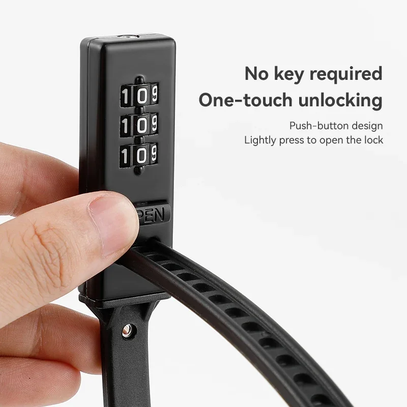 Zamek na hasło, uniwersalny, do roweru, hulajnogi elektrycznej, motocykla, przenośny, antykradzieżowy, 3-cyfrowy zamek do kasku rowerowego, czarny.