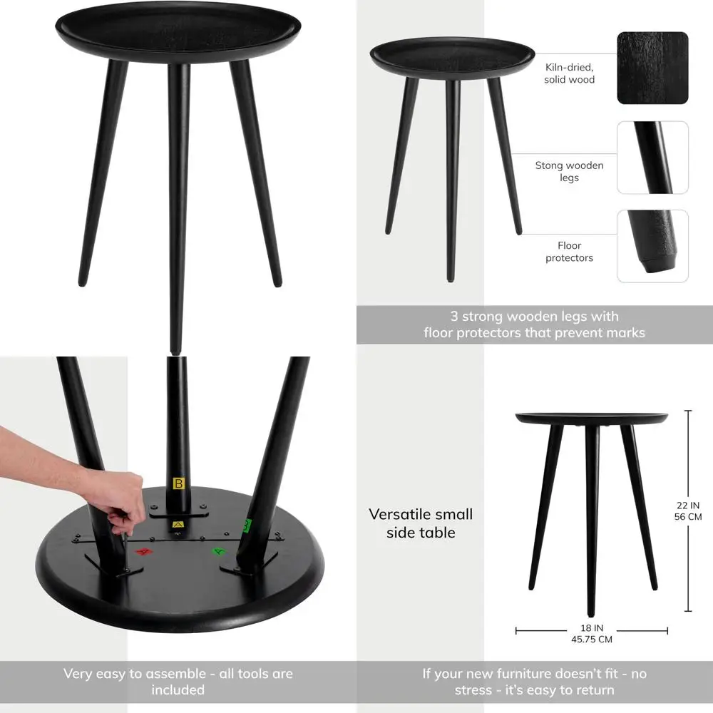 

Handcrafted Solid Wood Round Side Table: Modern Accent for Bedrooms, Living Rooms, Home Office