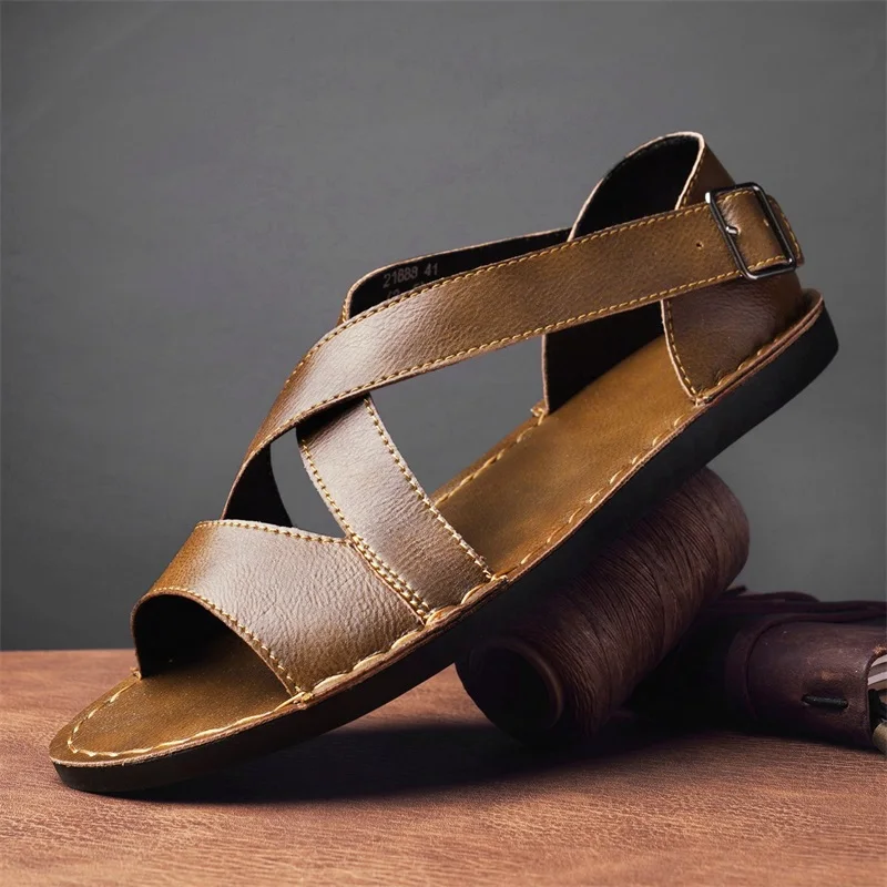 Daily Footwear Slip on Sandals Men's Fashion Soft Sole Leather Sandals 2026 Autumn Casual Mens Shoes Light Non Slip Men Sneakers