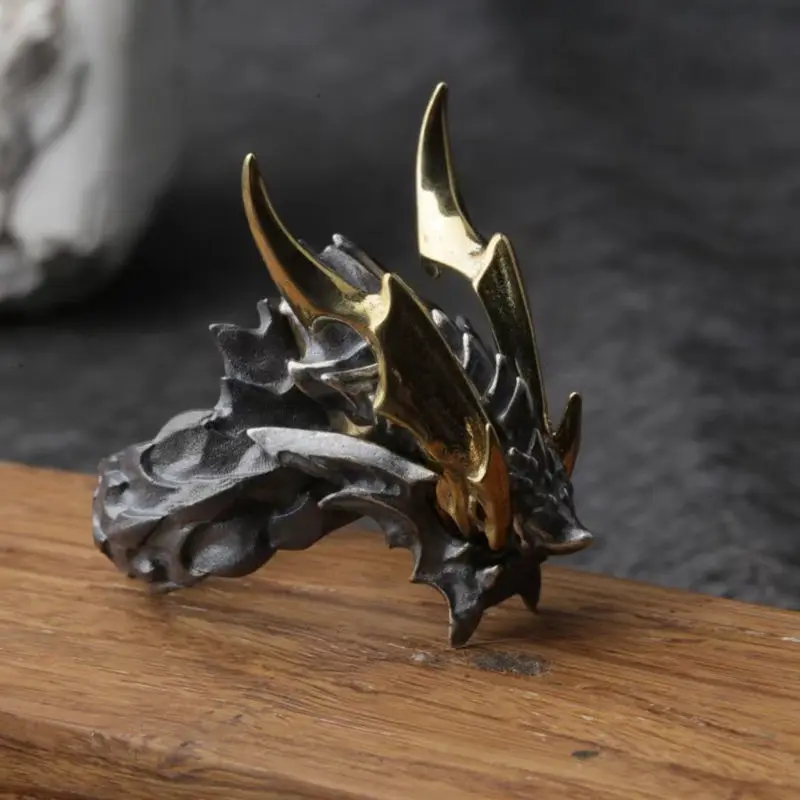 

Punk Style Two-tone Removable Dragon Ring Men's Domineering Unique Ring Fierce Dragon Ring Exquisite Gift for Men Goth Jewelry