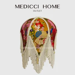 Medicci Home Delicate Embroidery Fabric Lampshade Gustav Klimt Artist Inspired Luxury Tribal Ethnic Vintage Table Lamp Covers