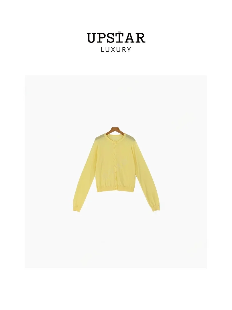 

Модный вязаный кардиган с длинными рукавами, нежный, стройнящий, в стиле минимализма, для женщин, премиум-класса, весна-осень