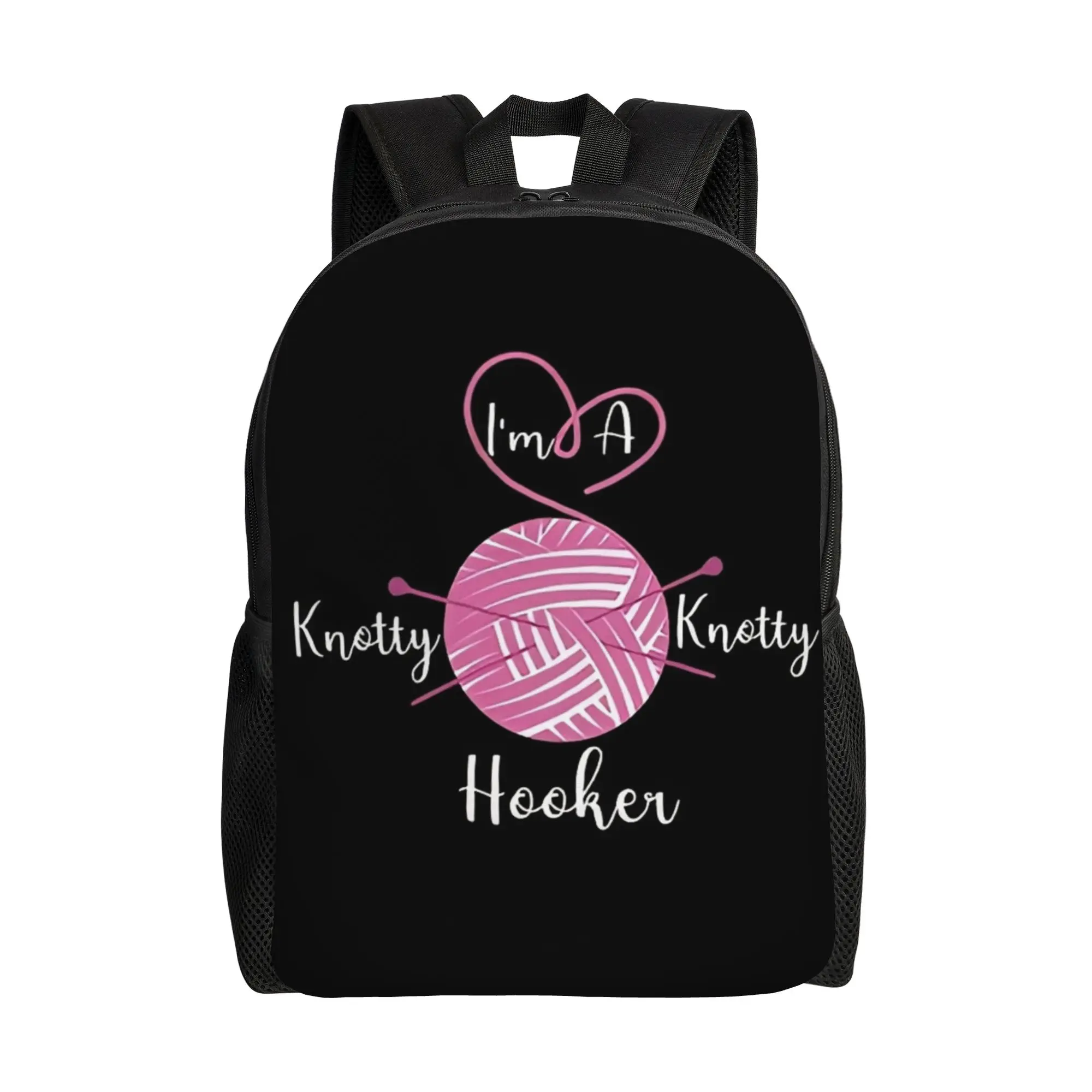 Back to school season I'm A Knotty Knotty Hooker Crochet and Knitting Schoolbag  High School Students Portable Backpack