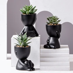 XIYA FLOWER Artificial Aloe Potted Plant Black Miniature Character Pot Hairy Succulent Plant Wholesale PE Material Home Decor