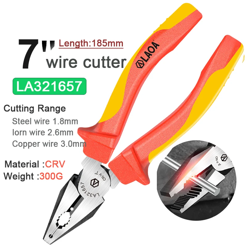 LAOA 1000V geïsoleerde draadkniptang Elektrische tang Tang VDE-kabelstrippers Besparing geïsoleerd met rubber gecoat handvat
