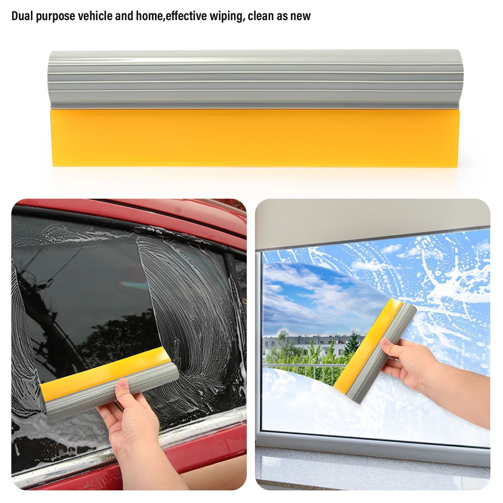 FOSHIO 5.5/9 Inch Yellow Rubber Blade Turbo Squeegee Ice Scraper Household Window Glass Water Cleaning Shovel Car Film Wrap Tool