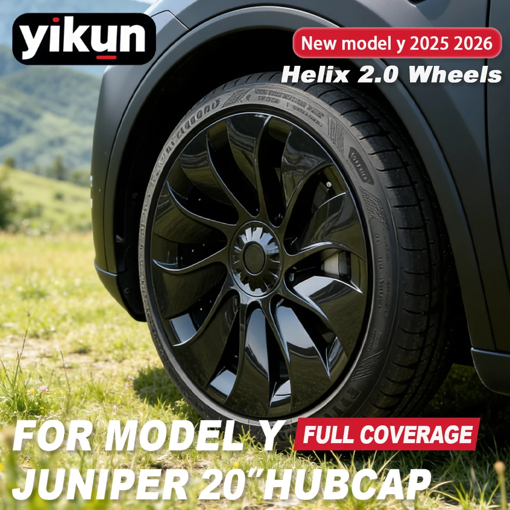 20 Inch 4PCS Hubcaps For Tesla Model Y Juniper 2025 2026 Performance Full Rim Wheel Cover Helix 2.0 Wheel Accessories Hub Caps