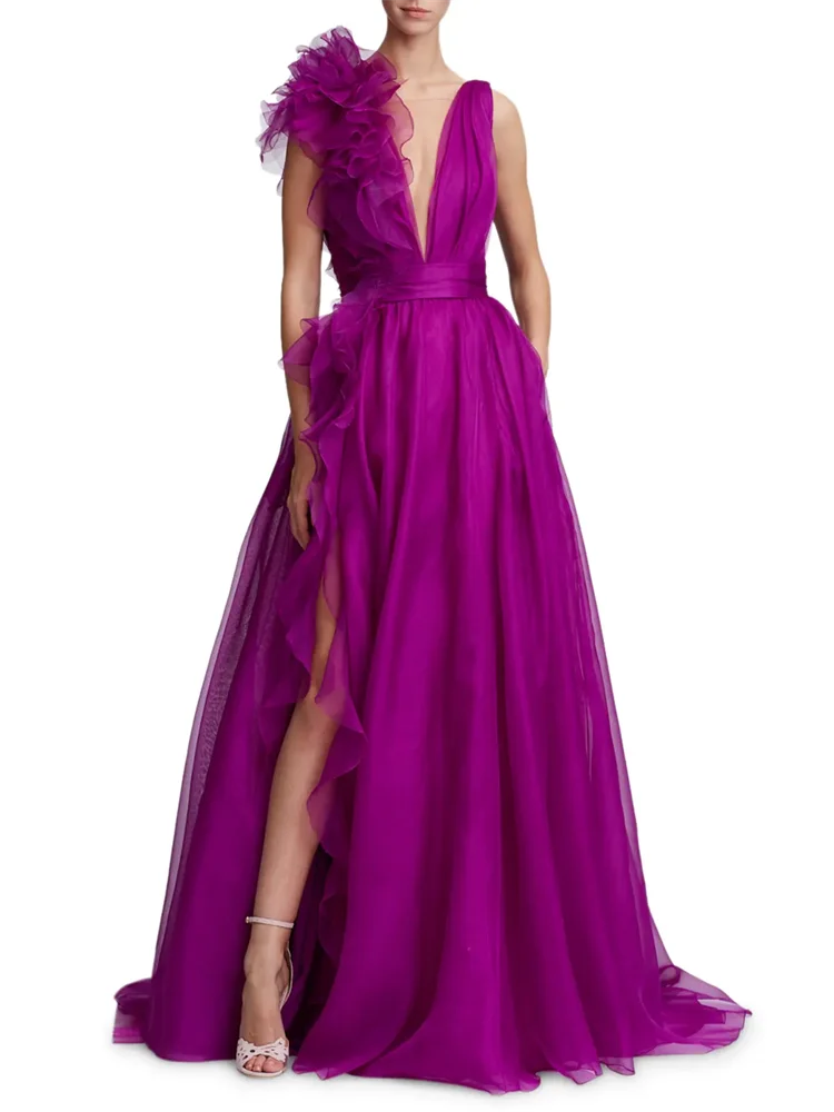 Sexy A-line Prom Dresses  V-neck Sleeveless Layer Evening Dresses Luxury Party Gown Vestidos Para Mujer Elegantes y Bonitos