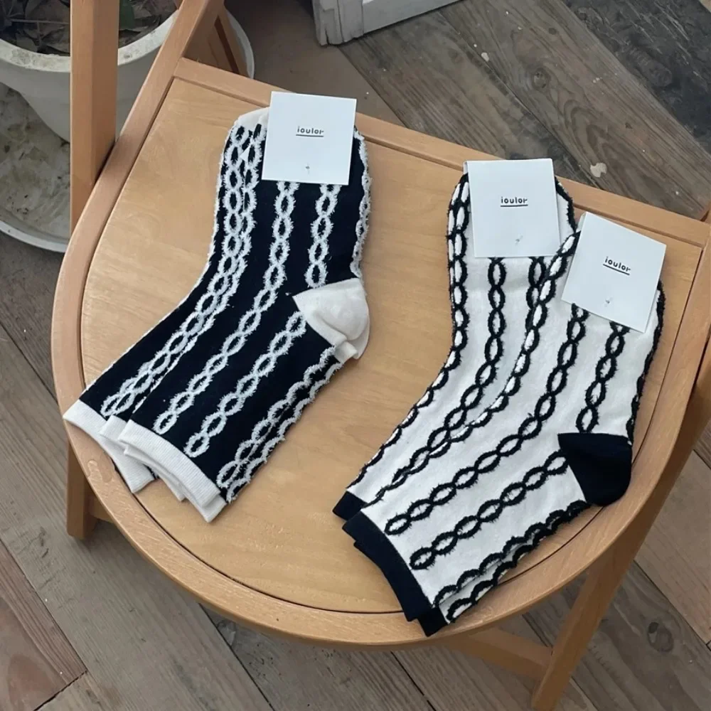 Chaussettes hautes longues en coton pour filles, bas d'équipage d'école Harajuku, mode coréenne vintage, chaud et décontracté, enfants et femmes, automne et hiver, nouveau