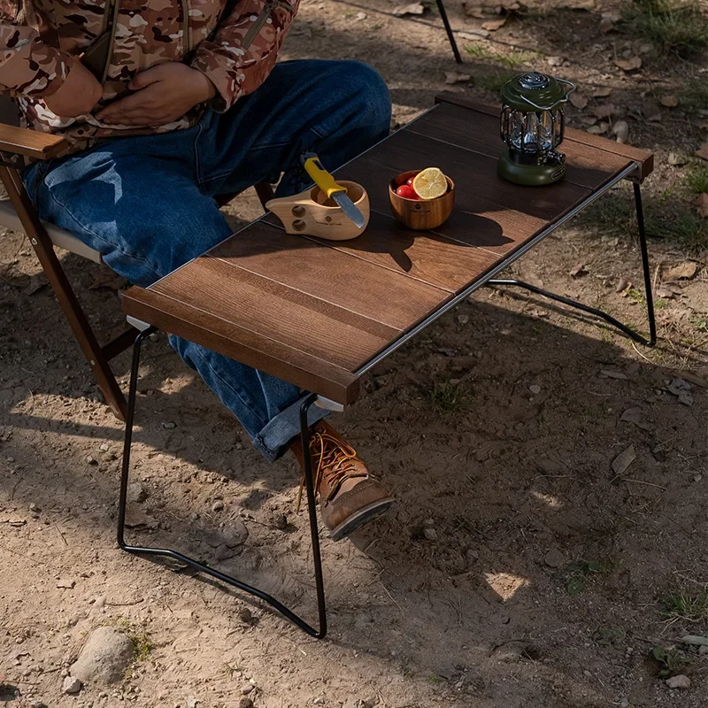 Table d'extérieur pliable en bois massif IGT, camping, tables de pique-nique portables en acier inoxydable, tables zébrées