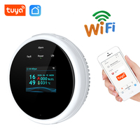 Tuya Wifi Natural Gas Leakage Detector Sensor Smart Alarm Gas Fire Security Digital LED Temperature Display for Home Kitchen