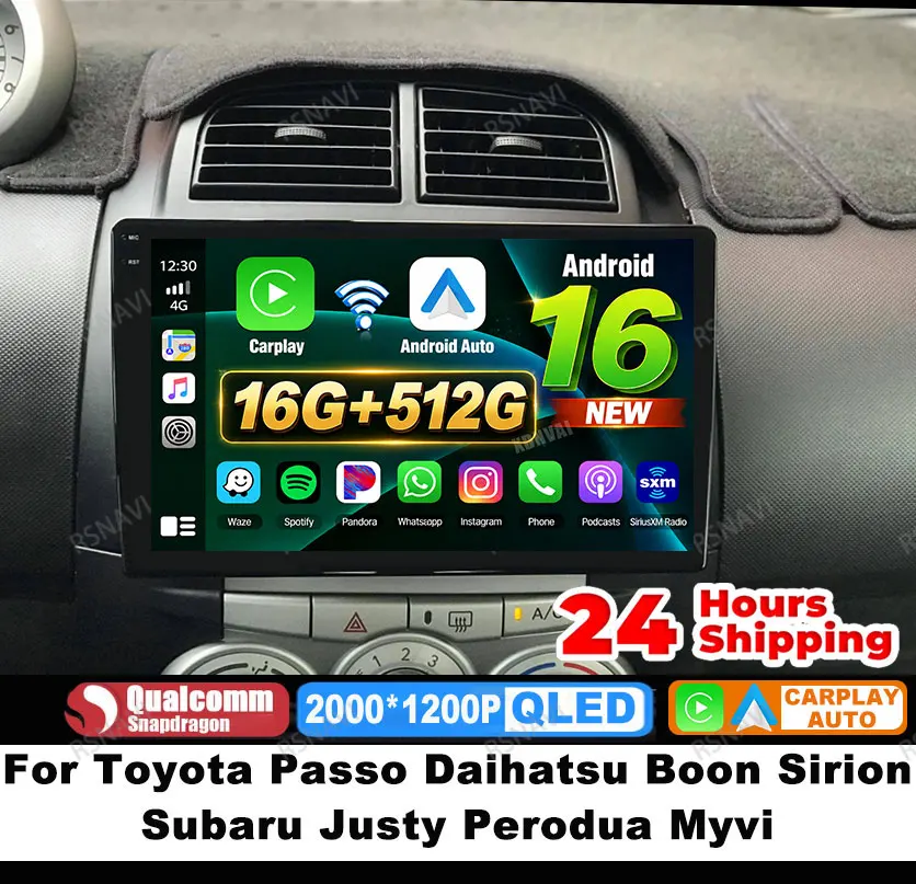 Radio para Auto Android 16 para Toyota Passo, Daihatsu Boon, Sirion, Subaru Justy, Perodua Myvi, DSP, 4G LTE, BT, Unidad Principal Estéreo Multimedia