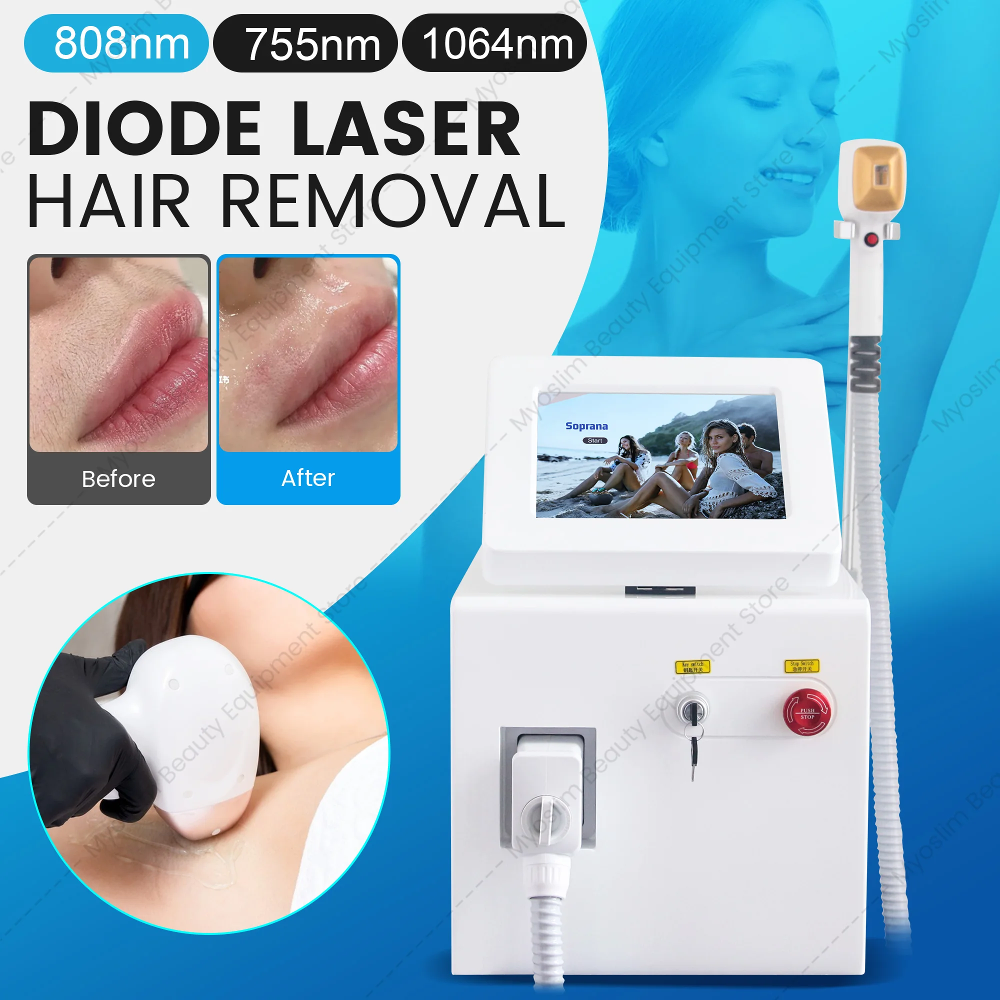 808 Diodo laser Hair 5000W Removal Profession  Skin Rejuvenation Machine Cooling Painless Permanent Epilation spa Equipment