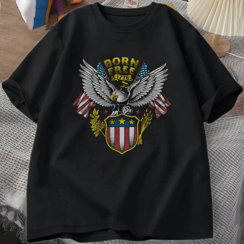 Born Free 1776 T-Shirt Summer Men's Tracksuit O-Neck Short Sleeve Pullover Top Breathable Sportswear Harajuku Fashion Streetwear
