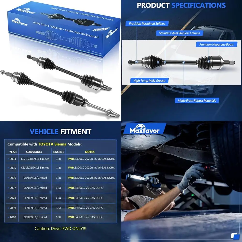 

Замена передней оси ШРУС для Toyota Sienna CE LE XLE Limited 3.5L 3.3L FWD 2004 2005 2006 2007 2008 2009 2010, левый и правый привод