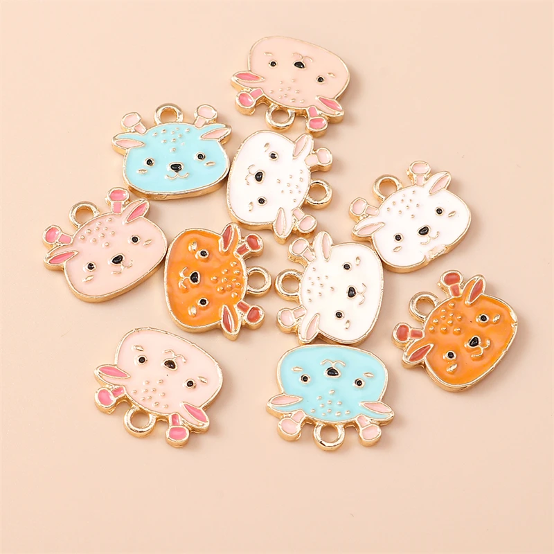 20pcs 15x13mm Cartoon Enamel Animal Deer Head Charms Pendants for Jewelry Making Drop Earrings Necklaces DIY Crafts Accessories