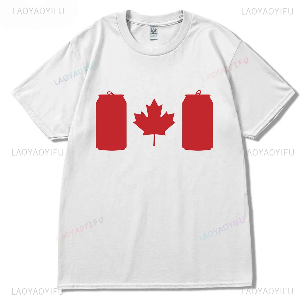 Komik Bira Kanada Bira Grafik T Shirt Kadın Erkek Bira Günü Partisi Yüksek Kaliteli Pamuklu Tişört Hipster Sokak Moda Kısa kollu