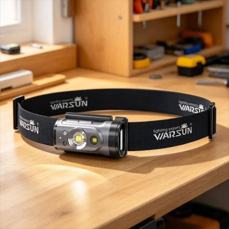 Warsun Headlamp Type-c Rechargeable Headlight Portable Rotating Powerful Hunting Lights LED Headlight with Cap Clip and Headband
