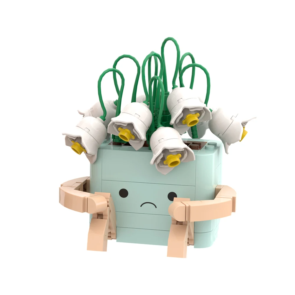 

MOC Angry and Sad Version Potted Plants Bricks Model Happy Plant Decorate Building Blocks Assembly Toys Kids DIY Birthday Gifts