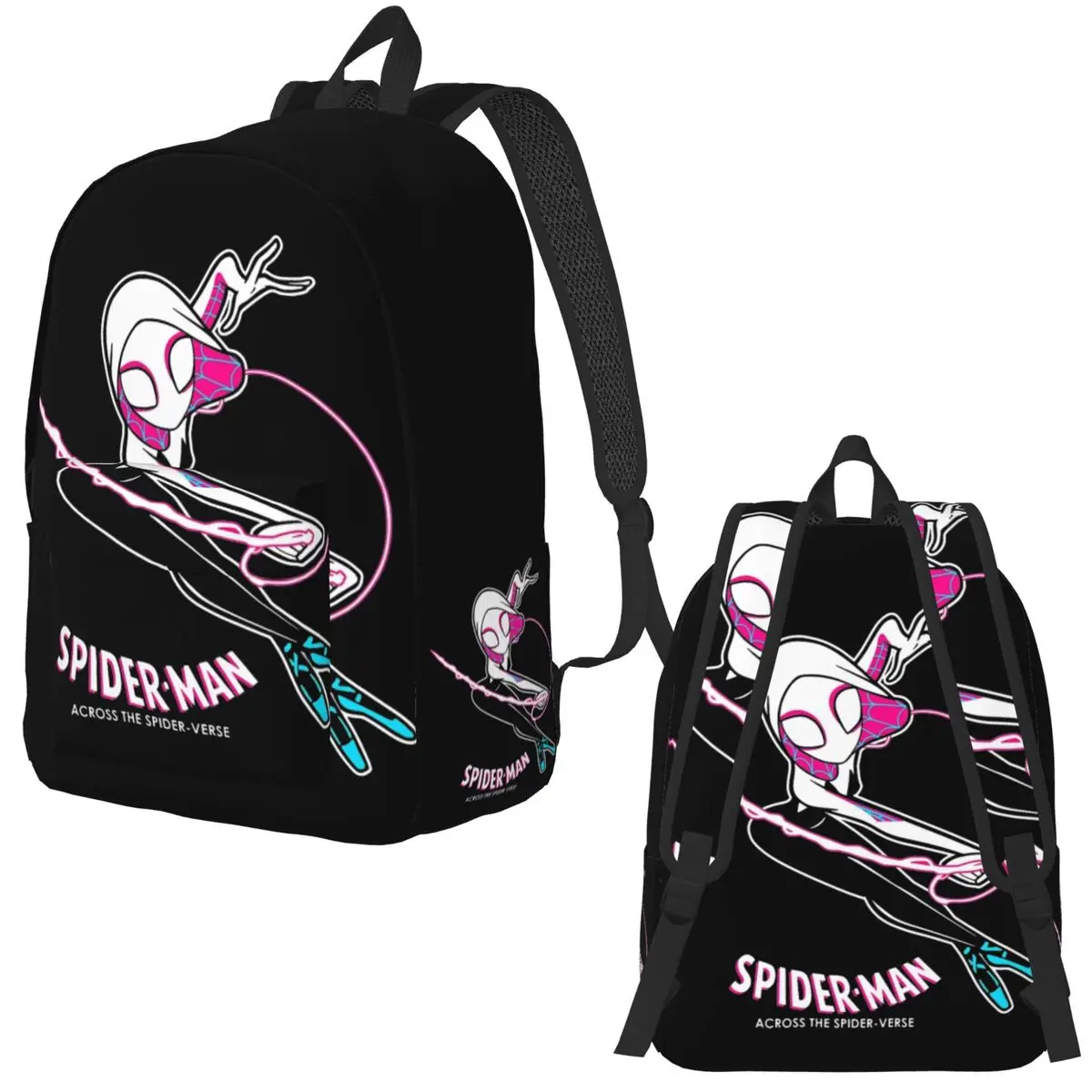 Spider Gwen Backpack Elementary High College School Student Spider-Gwen Bookbag Men Women Canvas Daypack