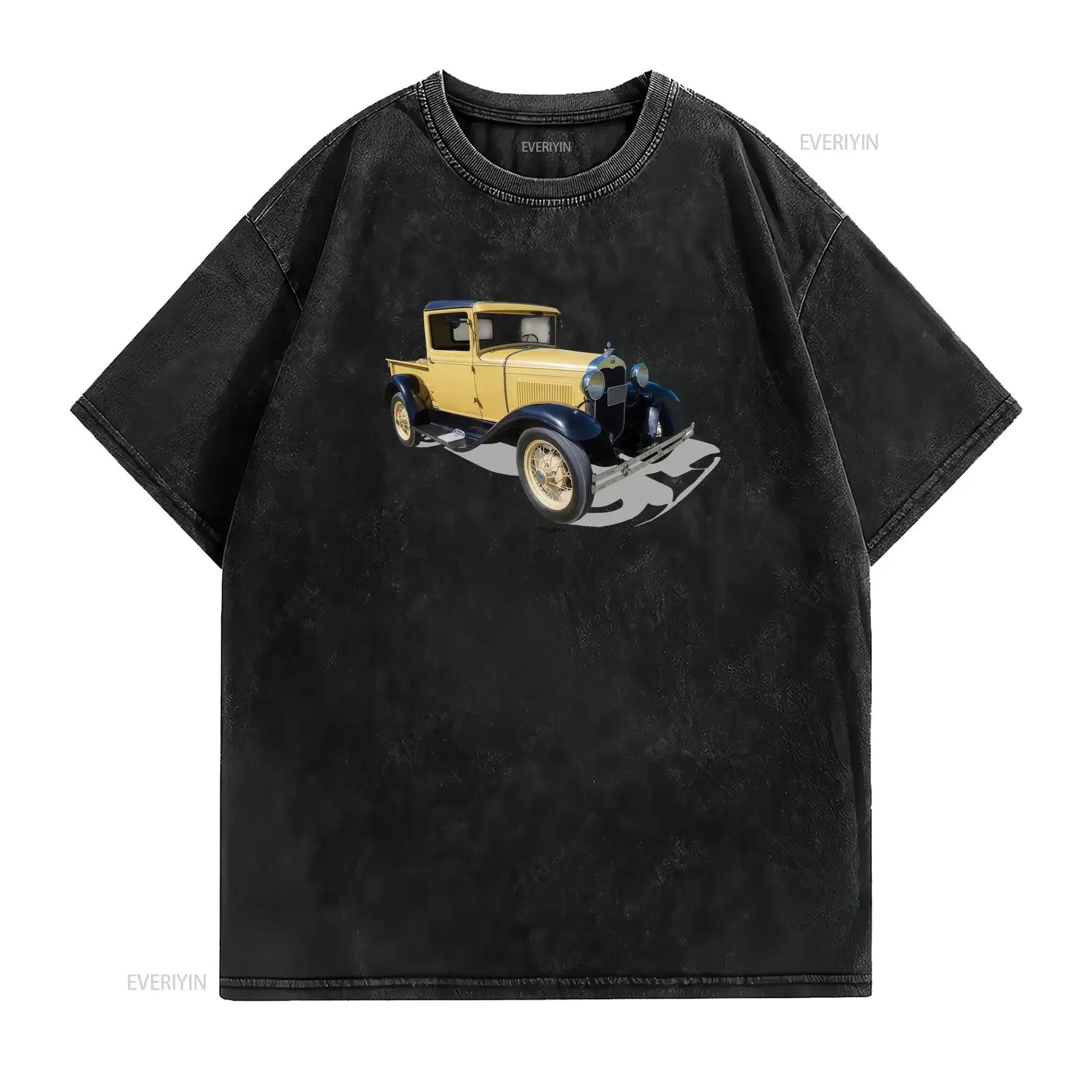 Vintage Retro Classic Old Pickup Truck Print Car Lover Casual T Shirt vintage Washed Stretched Unisex Versatile streetwear