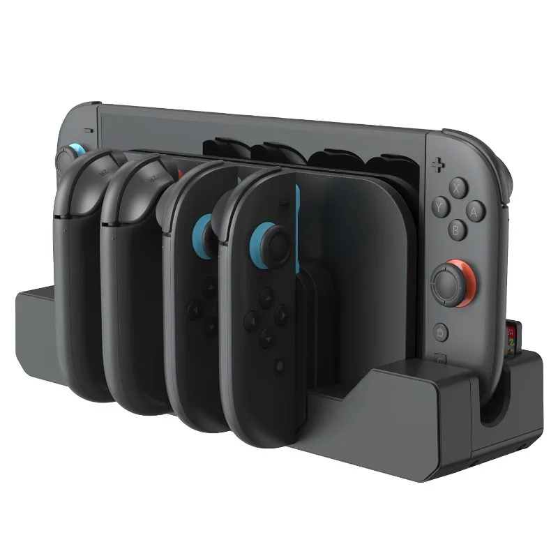 

Зарядная станция для Switch Joy Con с магнитной фиксацией, 4 контроллера, одновременная зарядка, хранилище игровых карт, светодиодная зарядка