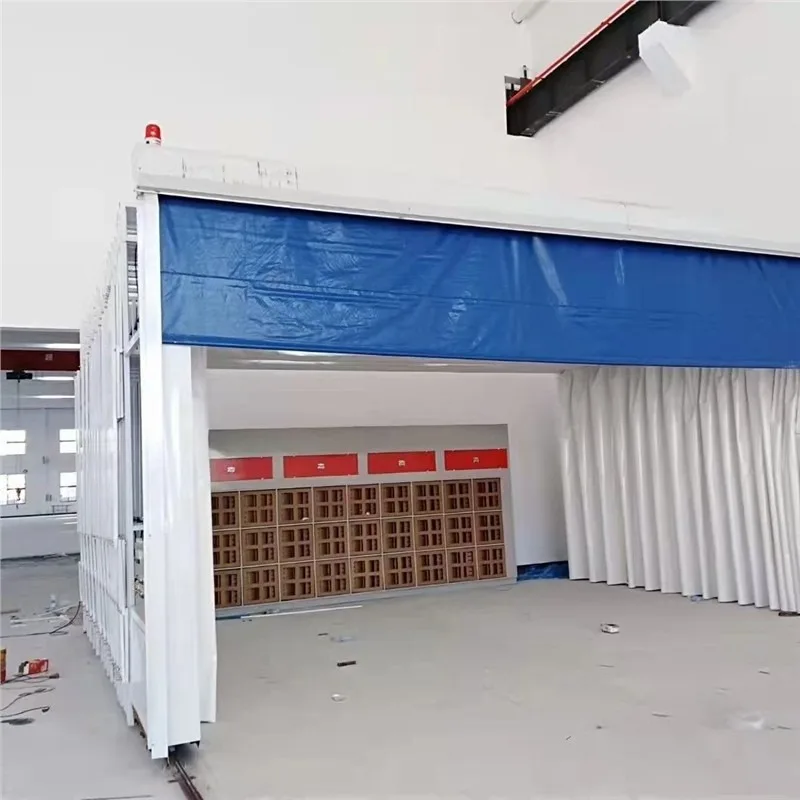 

Mobile telescopic spray booth Large track electric folding dust-free spray booth