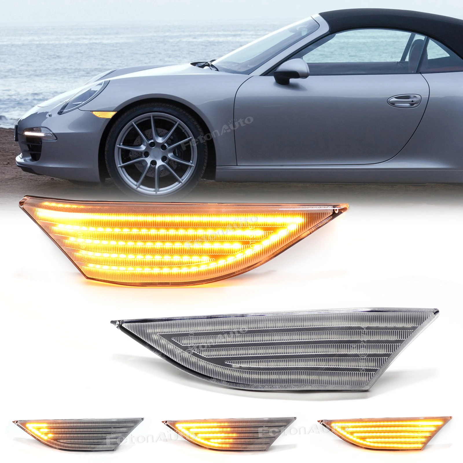 LED Amber Sequence Parking Lamp Turn Signal Side Marker Light For Porsche 991 Carrera 991 GTS 981 Boxster 718