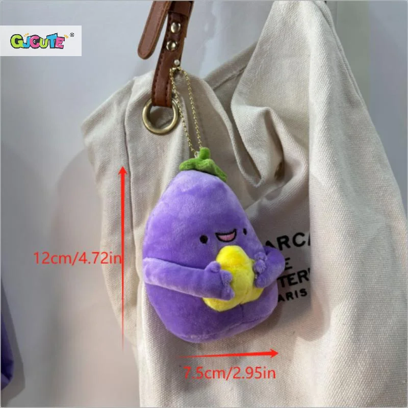 1/2 PCS Kreative Nette Aubergine Plüsch Puppe Stofftiere Schlüsselbund Anhänger Girly Tasche Charms Rucksack Ornamente Ragdoll Geschenk Schlüsselring