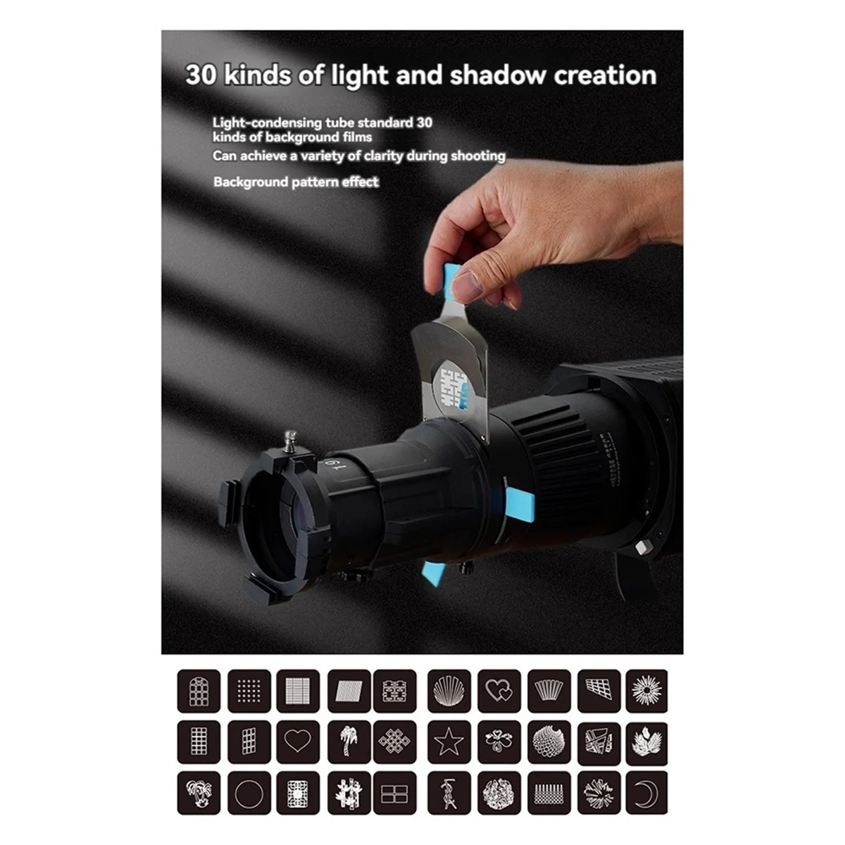 Focaliza el condensador de fotografía de Snoot con formas de hojas geométricas, geles de filtro Gobo para estudio fotográfico