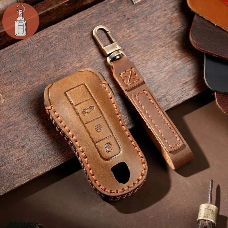 Funda de Cuero de Lujo para Llave de Coche, Porta Llaves para Porsche Macan 718 Cayenne Palmer Lamela 911, Accesorios, Carcasa para Llaves