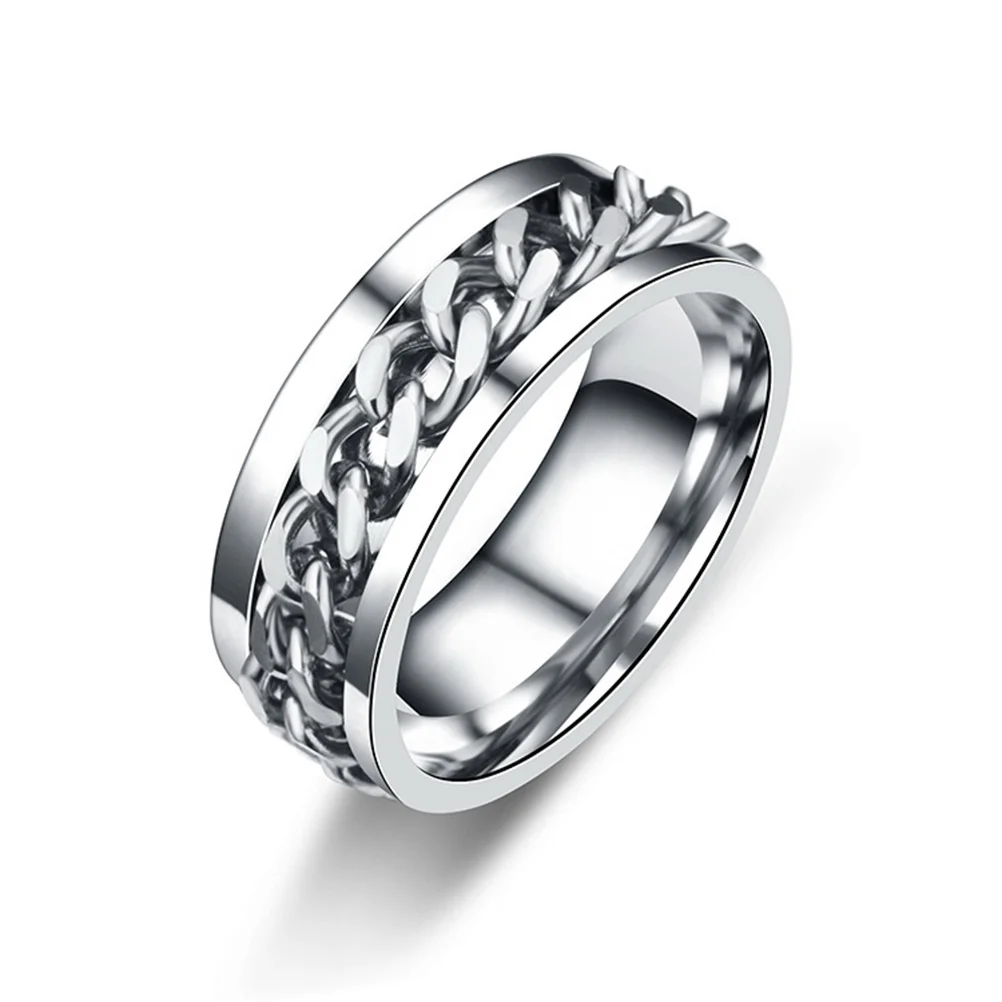 

Stainless Steel Round Ring Stylish Finger Jewelry For Men Unique Design Fashionable Man Ring With Gift Box Size 10