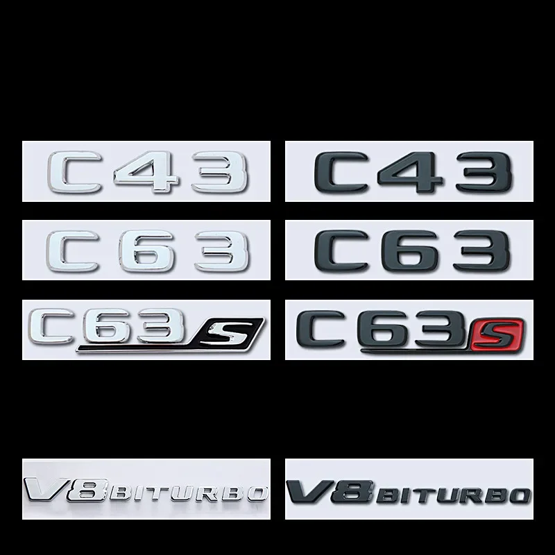 2019 матовый черный C63s C63 C43 для Mercedes V8 BITURBO багажник значки-эмблемы W205